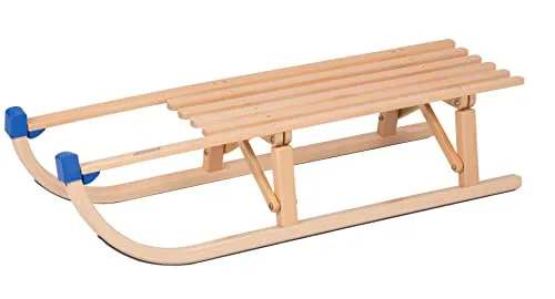 COLINT Holz Klapp-Schlitten Davos - 100 cm - TÜV geprüfter klappbarer Holzschlitten aus Buchenholz, ideal für sicheres Rodelvergnügen mit hervorragender Gleitfähigkeit und maximaler Tragkraft von 80 kg.