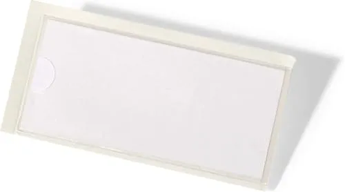 Durable Pocketfix Selbstklebetaschen, 35 x 76 mm, 10 Stück, transparent | transparente Klebetaschen mit Einsteckschildern, 32 x 74 mm Innenmaß, seitlich offen, für Ordner