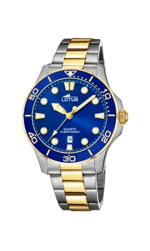 Lotus Damenuhr 18763/1 - Edelstahlband Silber/Blau - Elegante Damenuhr mit blauem Ziffernblatt und leuchtenden Zeigern, wasserdicht bis 10 ATM. Ideal für stilbewusste Frauen.