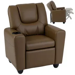 COSTWAY Kindersofa, verstellbare Rückenlehne & Fußstütze, braun