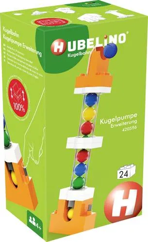 Hubelino Kugelbahn Erweiterung Kugelpumpe - mehrfarbig, mit Pumpmechanismus für unendlichen Spielspaß und 18 bunten Kugeln, Made in Germany