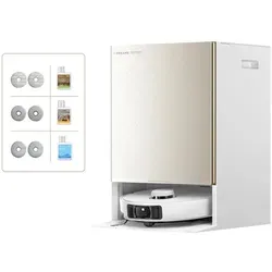 DREAME Matrix10 Pro White Saugroboter - Intelligenter Saug- und Wischroboter für mühelose Reinigung. Er reinigt automatisch unterschiedliche Bodenarten und entfernt zuverlässig Schmutz und Tierhaare. Hygienische Selbstreinigung der Wischpads für frische Ergebnisse.