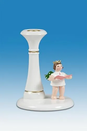 Rudolphs Schatzkiste Kerzenhalter Engel mit Krone am Himmelstor weiß Höhe 6cm NEU Kerze Kerzenlicht Teelicht Weihnachten Kerzenschmuck Tischschmuck Holzschmuck Holz Seiffen Erzgebirge Dekora