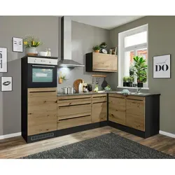 P & B Eckküche, Anthrazit, Eiche Artisan, Holzwerkstoff, 4 Schublade(n),1 Schublade(n) Schubladen, seitenverkehrt montierbar, L-Form, nur wie online abgebildet bestellbar, 260x175 cm, Küchen, Eckküchen, Eckküchen mit Geräte