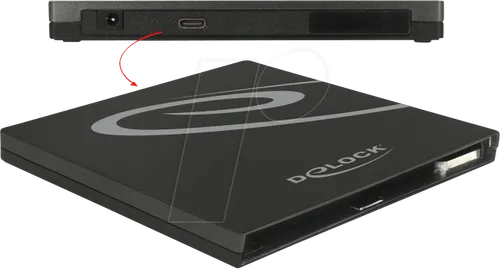 DELOCK 42595 - Ultra Slim SATA Gehäuse mit USB Type-C - Gehäuse für Laufwerke, externes Design für Ultra Slim SATA Laufwerke bis 9,5 mm, unterstützt hohe Datentransferraten bis 5 Gbps und ist OS unabhängig für einfache Plug & Play Nutzung.