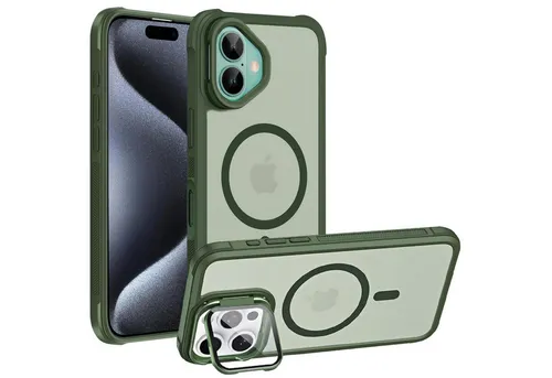 CoolGadget Handyhülle Hybrid CAM Handy Hülle für Apple iPhone 16 Plus 6,7 Zoll, Kameraschutzglas klappbar Schutzhülle Metallring für Magsafe Zubehör