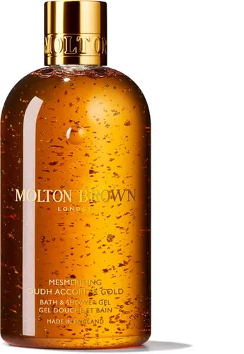 MOLTON BROWN Mesmerising Oudh Accord & Gold Bath & Shower Gel 300 ml - Baden und Duschen: Verwöhnen Sie sich mit luxuriösem Oudh und 24-Karat Gold-Blättchen für ein berauschendes Dusch-Erlebnis.