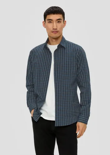 s.Oliver Slim Hemd mit Kentkragen - Elegantes Slim Fit Hemd aus hochwertigem Baumwollstretch mit Karomuster. Ideal für stilvolle Anlässe, ausgestattet mit Brusttasche und langen Ärmeln für perfekten Tragekomfort.