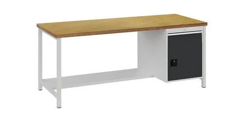 Bedrunka+hirth Werkbank Grau Lichtgrau B2000xh859xt750mm Buche Multiplex 40mm 1 Schubl.1 Tür - 03.19.12av 7035/7016