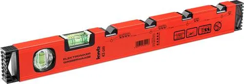 Kwb 065210 Elektriker-Wasserwaage 480mm - Wasserwaagen, robuste Alu-Wasserwaage mit stoßdämpfenden Endkappen, perfekt für das präzise Positionieren von Steckdosen und Lichtschaltern.