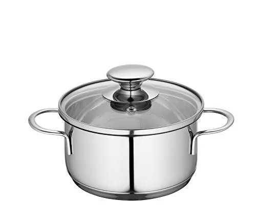 Küchenprofi Kochtopf MINI COOK, Ø 14 cm - Kochtopf aus Edelstahl, ideal für kleine Portionen und Resteverwertung. Mit Glasdeckel für energiesparendes Garen, geeignet für alle Herdarten, inklusive Induktion. Ein Must-Have für jede moderne Küche!