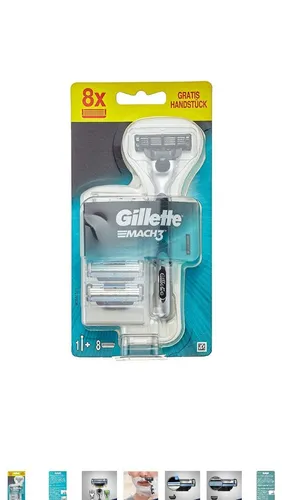 Gillette Mach3 Rasierklingen, 8 Stück + gratis Handstück  GESCHENK AKTION )