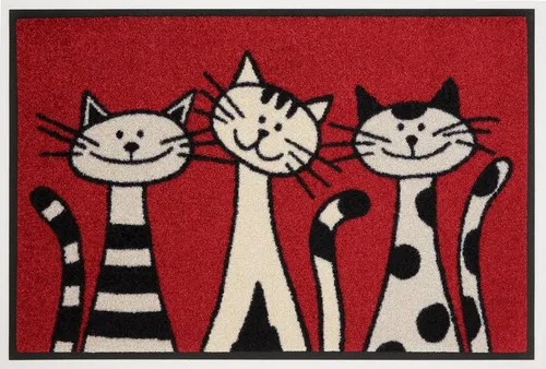 wash+dry by Kleen-Tex Fußmatte Three Cats in rot von wash+dry by Kleen-Tex