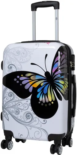 Warenhandel König Hartschalen-Trolley Butterfly, 4 Rollen in weiß von Warenhandel König