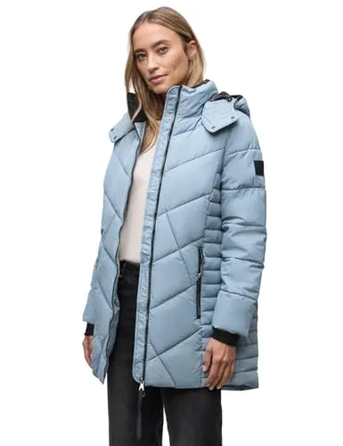 Street One Damen Steppjacke 2005448 - Midi-Länge in Sterling Blue, Größe 40 - Funktionsjacke mit abnehmbarer Kapuze, modischem Steppmuster und praktischen Zipper-Taschen - ideal für stilvolle Wintertage.