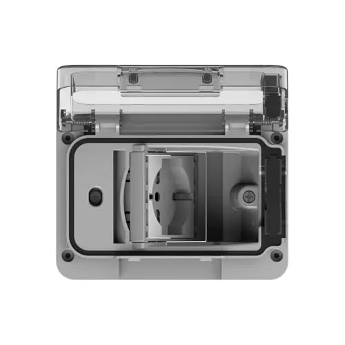 4box - Wide Schutzgrad IP55 komplett mit zweiwertiger Schuko-Steckdose für Unterputzdose 3 Module Komplettschutz auch bei eingestecktem Stecker Farbe grau RAL 7035