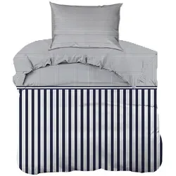 Bettwäsche, Dunkelblau, Textil, Streifen, 155x220 cm, weiche und anschmiegsame Oberfläche, Schlaftextilien, Bettwäsche, Bettwäsche, Renforcé-Bettwäsche
