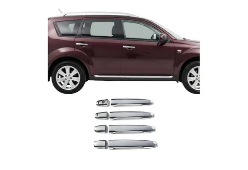 OMAC Abdeckkappe für MITSUBISHI Outlander II SUV - Türgriff Abdeckkappe aus langlebigem Edelstahl, selbstklebend und in chrom, ideal für eine stilvolle Heckklappe.