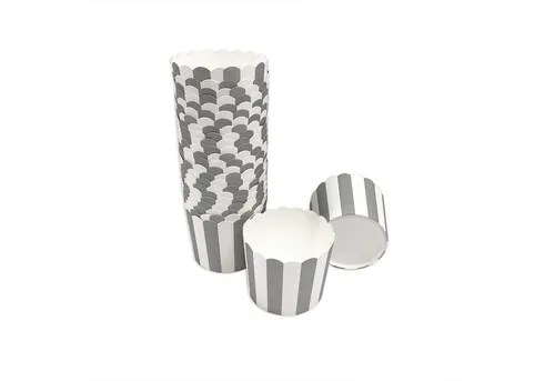 Frau WUNDERVoll Muffinform Muffin Backformen, groß Durchmesser 6,1 cm, grau-weiße Streifen, Höhe, (25-tlg)