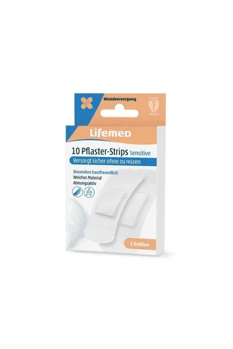 LifeMed Wundpflaster 10 Lifemed Pflaster-Strips weiss Sensitive 2 Größen