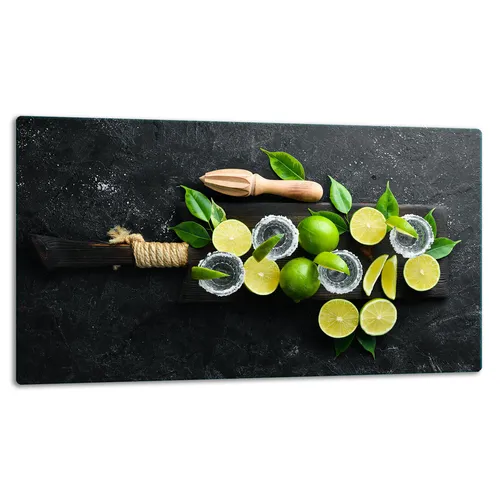 Glasschneidebrett Herdabdeckplatte Ceranfeld Universal 52x30 cm Limette Schwarz