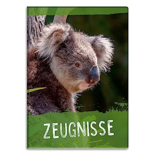 itenga Zeugnismappemit Motiv DIN A4 Dokumentenmappe Zeugnisse - für Kinder Jugendliche Schüler Mädchen (Koala)
