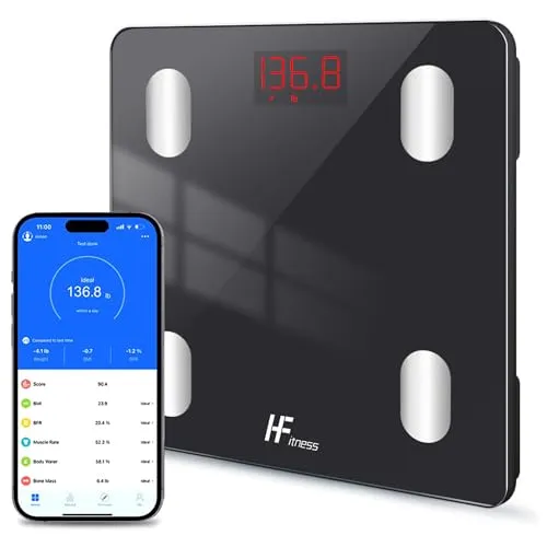 Produktbild HomeFashion HFitness Körperfettwaage 19x Körperdaten Analysiert iOS und Android App intelligente digitale Personenwaage waage personnen körperwaage Körpergewichtsmesser BMI Bluetooth