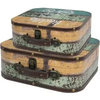 HMF Vintage Koffer Set aus Holz (2 St., 25 + 32 cm) in braun von HMF