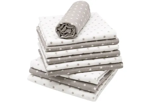 ZOLLNER Spucktuch Geschenk-Set, 10-tlg. - Stilltücher aus 100% Baumwolle, hygienisch und angenehm, ideal für die Babypflege, waschbar bis 60°C und in praktischer Größe von 80x80 cm.