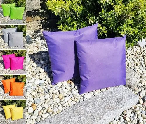 JACK 1x 45x45cm Outdoor Lounge Kissen Dekokissen inkl. Füllung Wasserabweisend Sitzkissen Garten Stuhl Lotus Effekt, Farbe:Lila