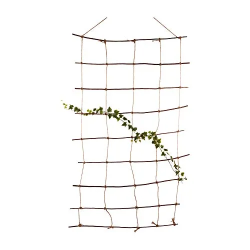 Rankleiter, Rankgitter, Rankhilfe aus natürlicher Weide und Juteschnur 115x200 Braun