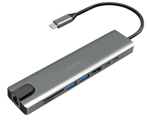 Callstel Ethernet Adapter: 8in1-Dockingstation, 4K-HDMI mit 60 Hz, 87W PD, USB 3.0, RJ45, SD-Slot (USB Hub, Multiport Adapter, Lade Funktion)