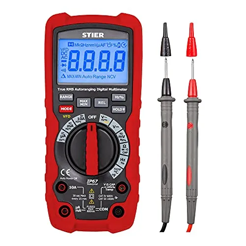 STIER Profi Multimeter 60mV - 1000V AC DC CAT III IV, echte RMS-Messung und IP67 wasserdicht für höchste Sicherheit und Vielseitigkeit