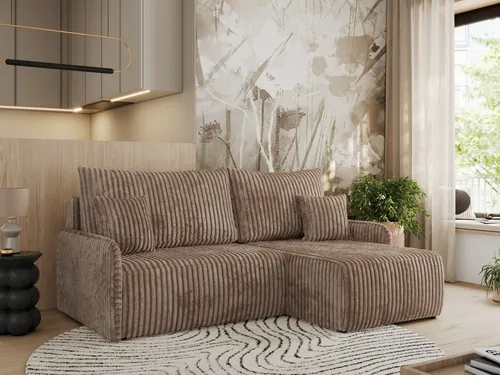 MKS MEBLE ARPA Ecksofa mit Schlaffunktion in braun von MKS MÖBEL