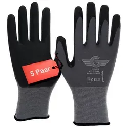 GUARD 5 Arbeitshandschuhe 5/12/24 Paar - geeignet für Bau, Montage, Gartenarbeiten (Art.11401) (5-St) Latex Beschichtet grau 10