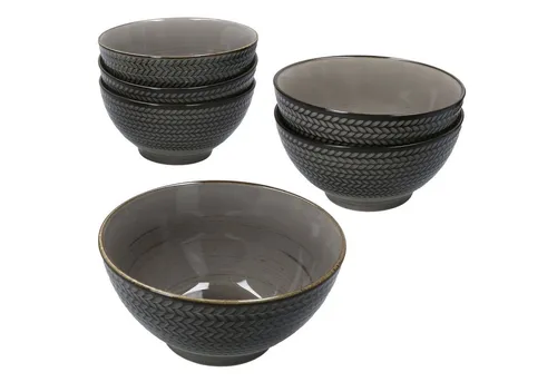 MÄSER Müslischale Prospero 6x Salatschale braun Ø16cm - Müslischalen aus robustem Durable Porzellan, ideal für vielseitige Speisen und stylische Präsentation. Jedes Stück ist ein einzigartiges Unikat mit handgepinseltem Dekor.