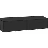 vidaXL Garten-Auflagenbox Schwarz 220x50x58 cm - Aufbewahrungsbox aus robustem Poly Rattan, ideal für die ordentliche Lagerung von Kissen und Decken im Garten, mit gasfederunterstütztem Deckel für sicheres Öffnen.