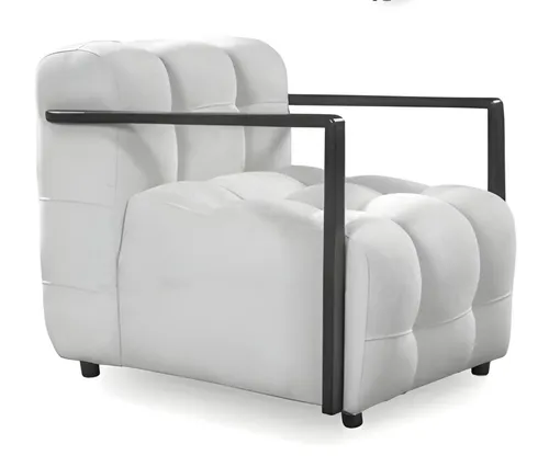 Moderner Loungesessel Weiß mit Armlehnen - Kompakter Sessel für Wohnzimmer oder Schlafzimmer, hergestellt aus hochwertigem Stoff mit modernem Design. Ideal für entspannte Stunden. Maße: 100x80x82 cm.