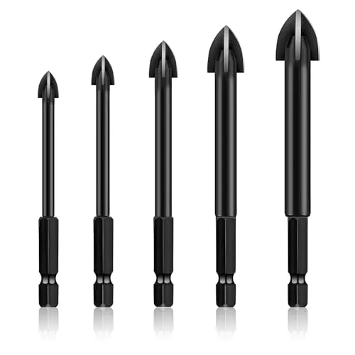 Fliesenbohrer Glasbohrer Set Fliesen Bohrer Keramikbohrer Hartmetallbohrer mit 4 Schneiden 5mm 6mm 8mm 10mm 12mm Bohrer für Fliesen