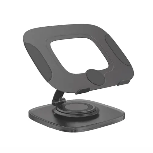 SVITA IKSAN Laptopständer - Höhenverstellbar und Neigbar - Laptop-Ständer aus Aluminium, ideal für ergonomisches Arbeiten im Büro mit offener Rückseite für optimale Belüftung und 360° drehbarem Fuß.