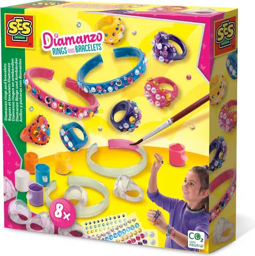 SES Creative Schmuck-Basteln-Set Diamanzo Ringe&Armbnder mehrfarbig