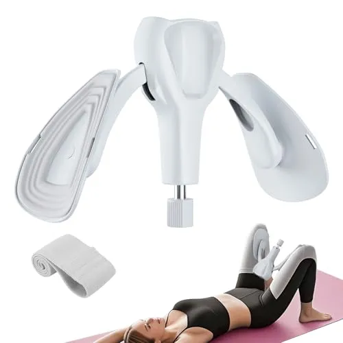 Beckenboden Oberschenkeltrainer 35 kg Verstellbarer Kegel Beintrainer für Zuhause Postpartum Erholung für Frauen und Männer, mit Band, Grau