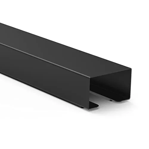 Kabelkanal Schreibtisch, Magnetstreifen für einfache Montage (Kabelabdeckung für 8 Kabel, Kabelleiste für ordentliches Kabelmanagement, Kabelführung u. Kabel verstecken in einem, Metall, 55cm) schwarz