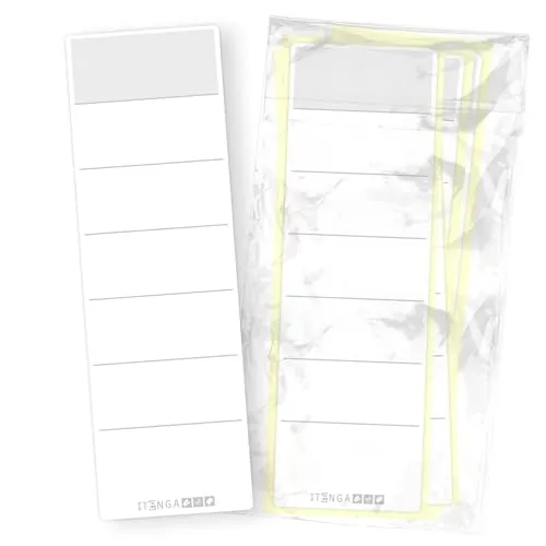 itenga 50x Ordneretiketten Ordnerrückenschild für breite Ordner I Aufkleber für Ordnerrücken selbstklebend aus Haftpapier 6x19cm (weiss)