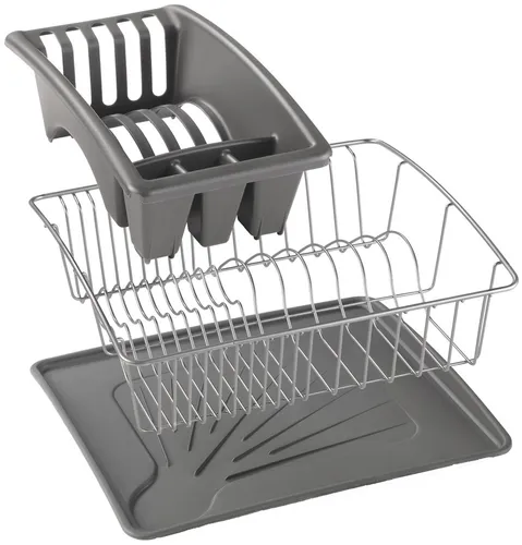 Metaltex Abtropfgestell Aquatex Plus - Abtropfgestell aus rostbeständigem Metall mit separatem Besteckkorb und abtropfender Schale, die Wasserflecken auf der Spüle verhindert. Ideal für eine saubere und organisierte Küche.