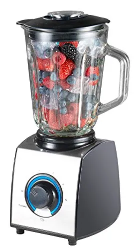 Rosenstein & Söhne Hochleistungsmixer Glas: Glas-Standmixer, 6 Klingen, 7 Modi, Ice Crush, 600W, 1,5l, Profi-Clean (Küchenmixer, Mixer mit Glasbehälter, Obst Shaker)