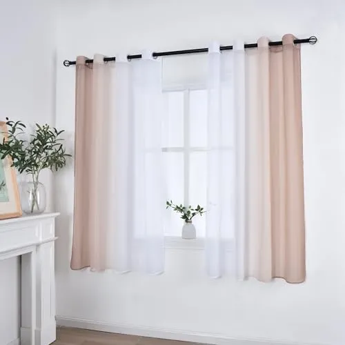 Modena 2er Pack Gardinen mit Farbverlauf und Raffhalter in braun von Gardinenbox