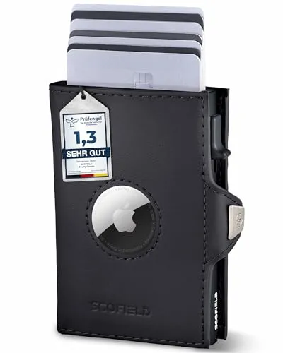 SF SCOFIELD Duality Airtag Wallet - Herren-Geldbörse mit RFID Schutz, schlankes Design für 8-10 Karten und integriertes AirTag Fach zur einfachen Verfolgung.