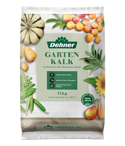Produktbild Dehner Gartenkalk, hochwertiger Dünger für Gartenpflanzen, mit Calciumcarbonat, reguliert den Säuregehalt, 15 kg, für ca. 150 qm, bunt
