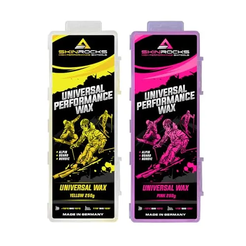 SkinRocks Universal Skiwachs All IN ONE Wax 500g - Hochwertiges Skiwachs für alle Schneearten und Temperaturen von -10° bis +10°C. Einfach anzuwenden, ideal für Alpin Ski, Snowboards und Langlauf. Für optimale Gleiteigenschaften und ein perfektes Fahrerlebnis.